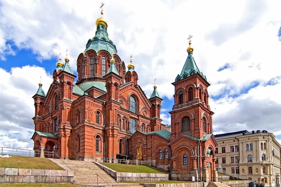 Uspensky Cathedral in Helsinki. Finland. Tourist destination.