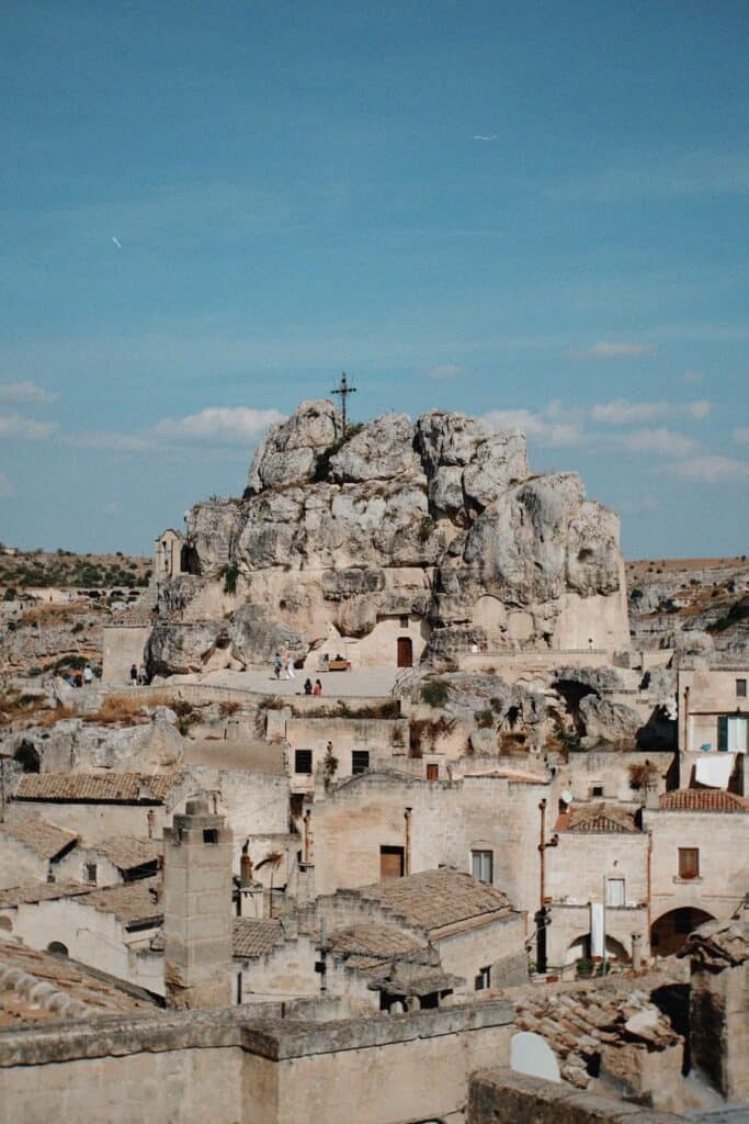 Matera church view built in rocks