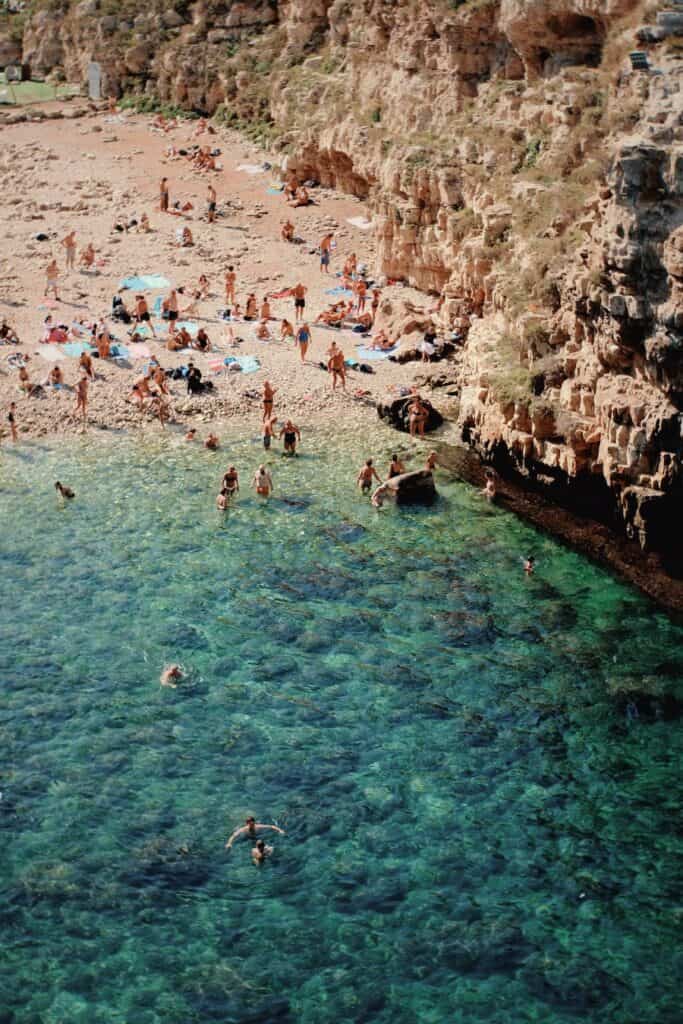 Cala Monachile beach in Polignano a Mare