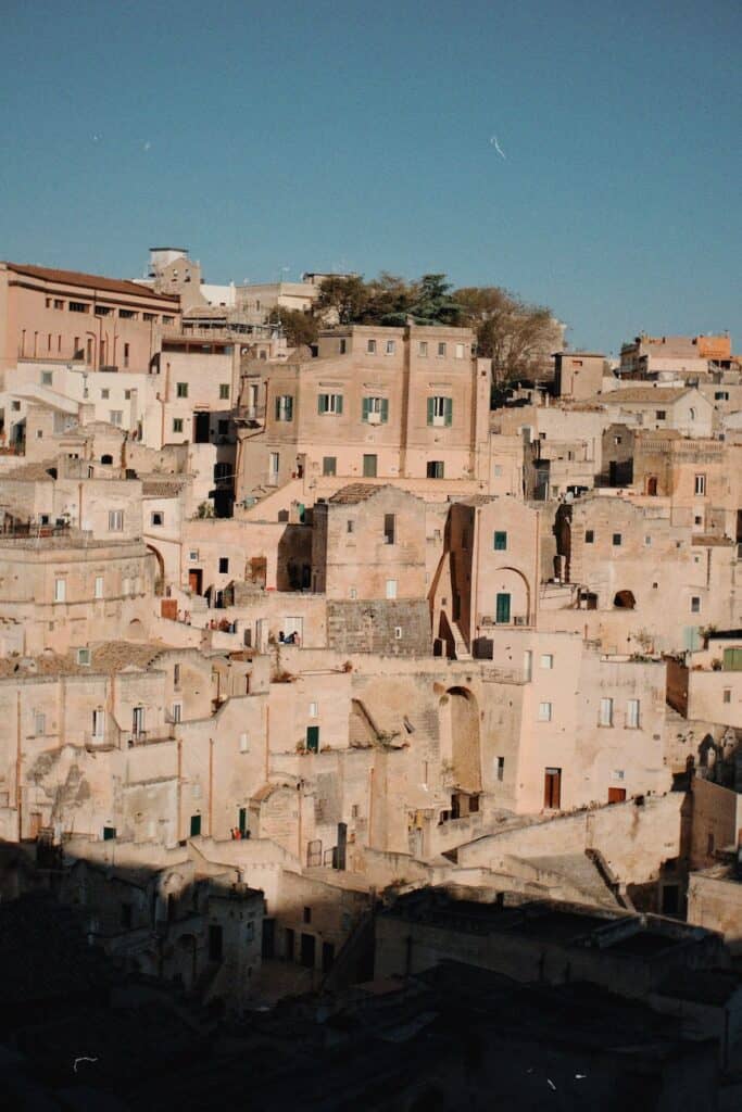View of the rock houses in Matera