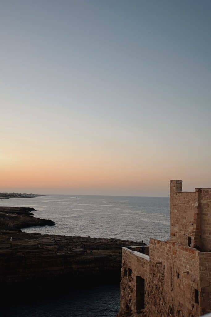 Sunset view of Polignano a Mare