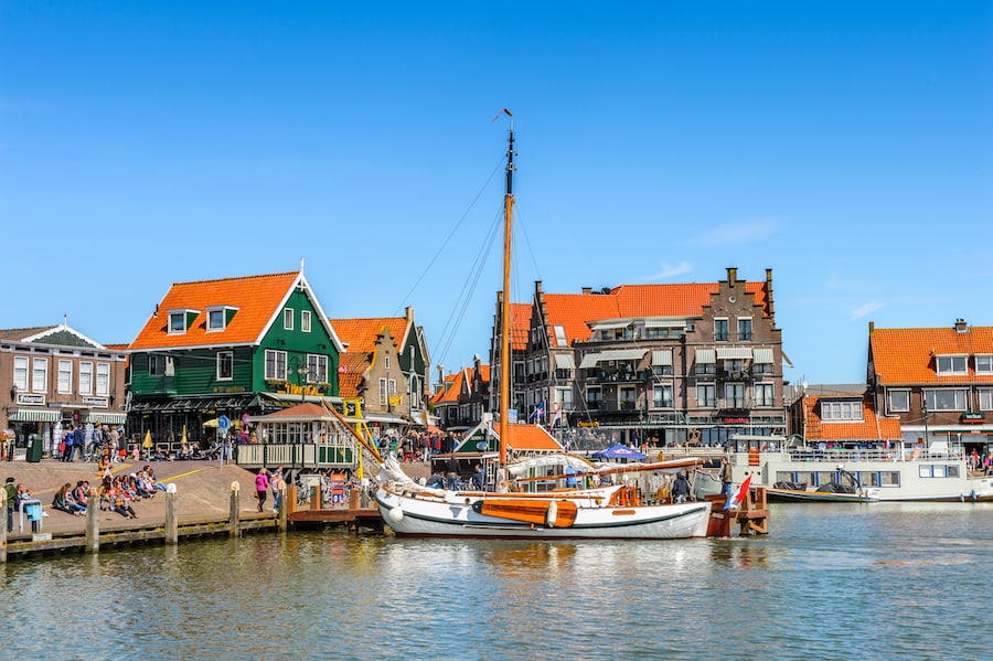 Harbour of Volendam, Netherlands. Volendam is a popular touristic destination in North Holland