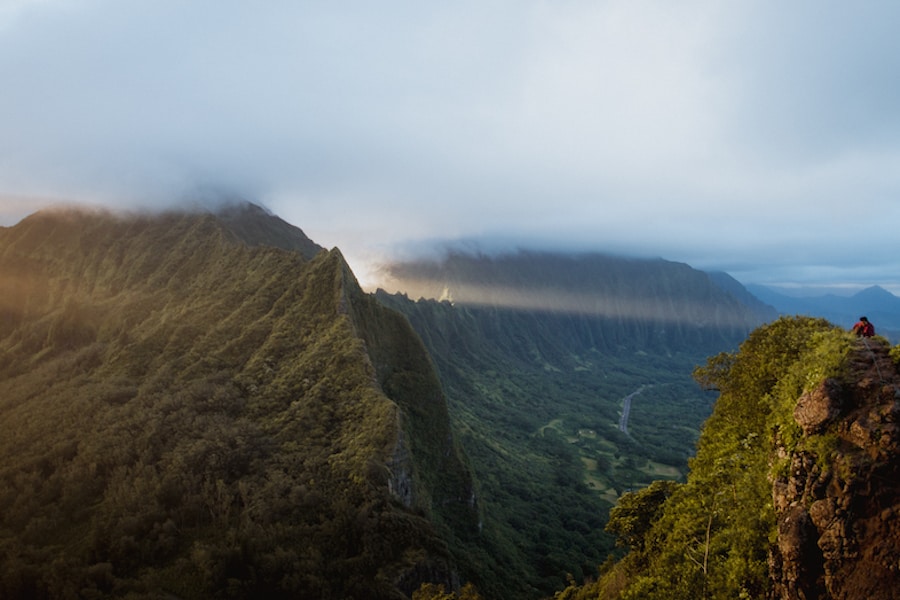 View from Pali Notches from the island of Oahu