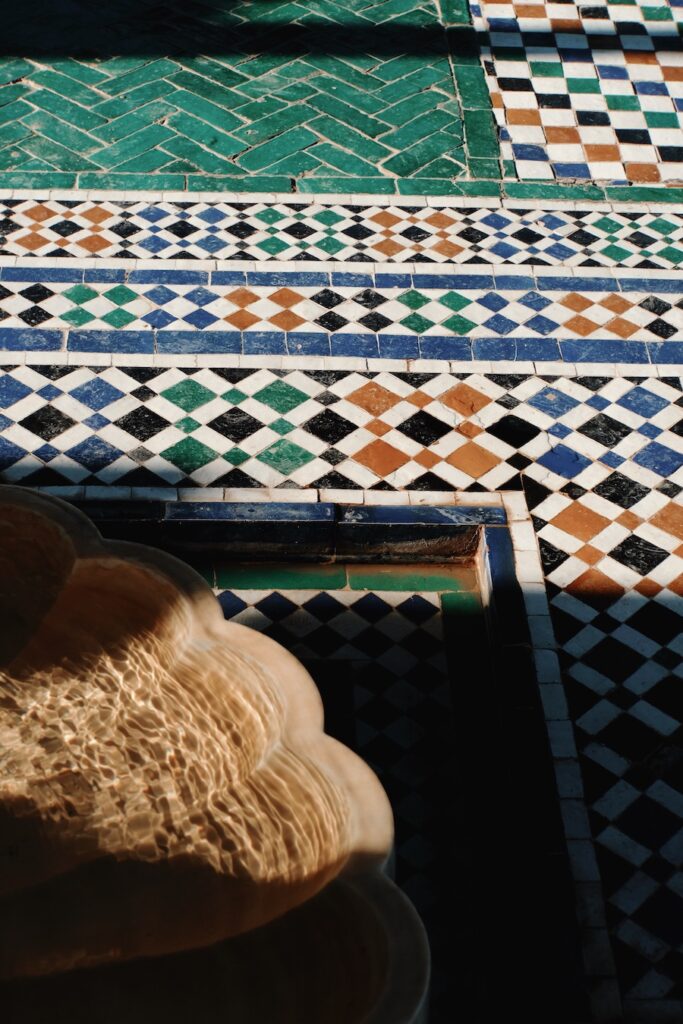 Mosaic flooring at Jardin Secret