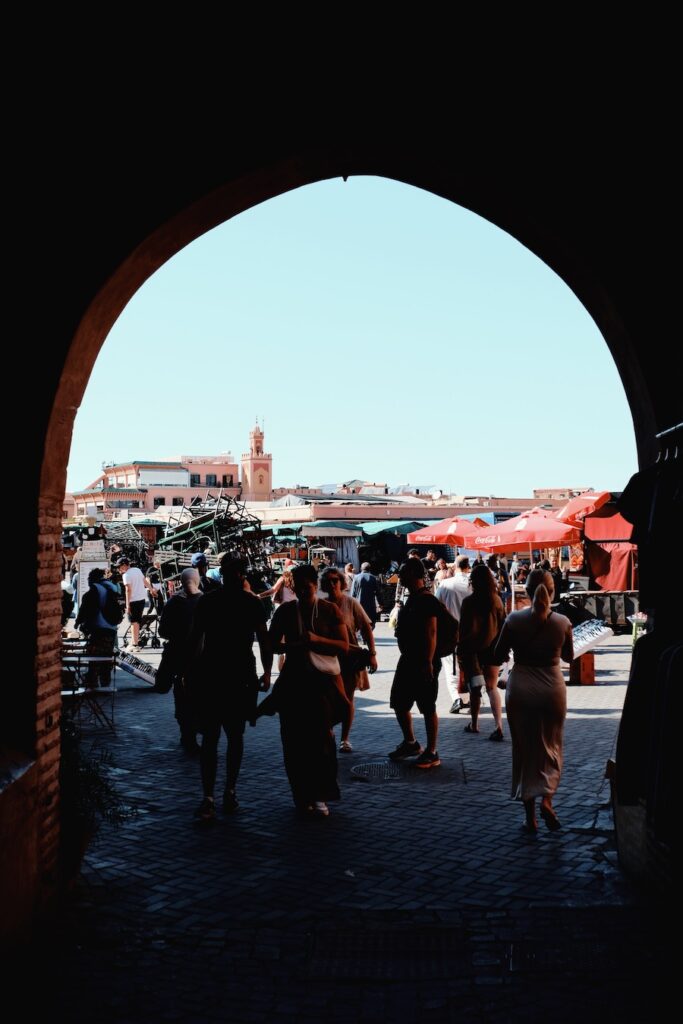 People milling around in Jemaa el-Fnaa