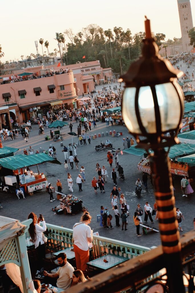 People milling around in Jemaa el-Fnaa